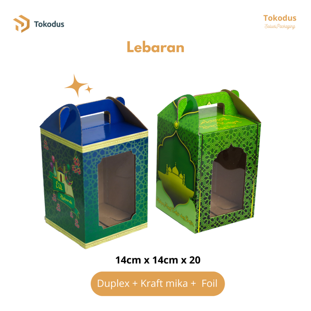 

Kardus Hamper Lebaran Idul Fitri/Dus Kue Kering Isi 3 Toples 500gr 14 x 14 x 20 cm - Tokodus Cimahi