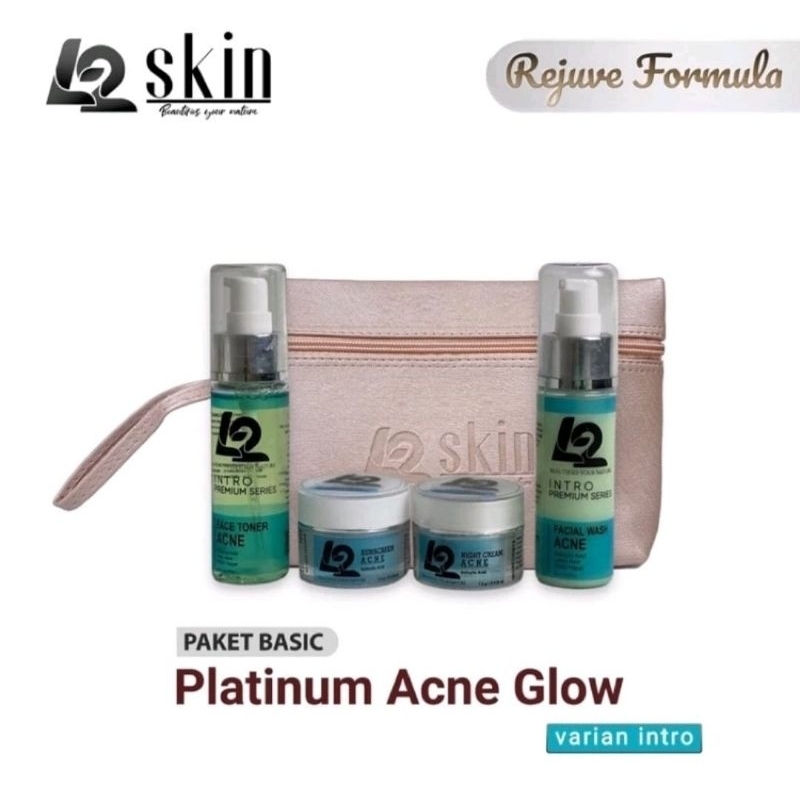 Paket L2 Skin Platinum Acne Glow Varian Intro Paket Skincare BPOM Untuk Remaja Dan Dewasa