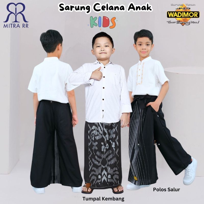 Sarung Celana Anak Wadimor Hitam | Sarcel Junior Sarung Instan Anak
