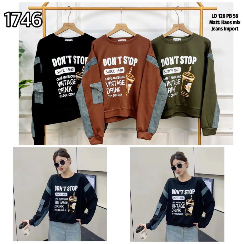 SWEATER KAOS KOMBINASI LEVIS CEWEK BAHAN IMPORT PREMIUM BKK / BAJU KEKINIAN