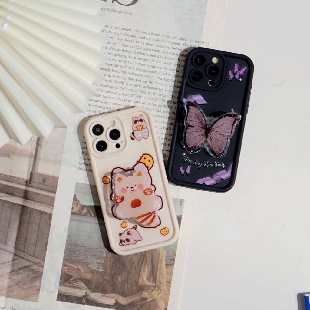 Softcase Boneka 3D Plus Popcosket Redmi Note 10 Pro 10S Note 12 Redmi 12 10 9T 5 9C 4A 5 5+ 5A 6 6A 