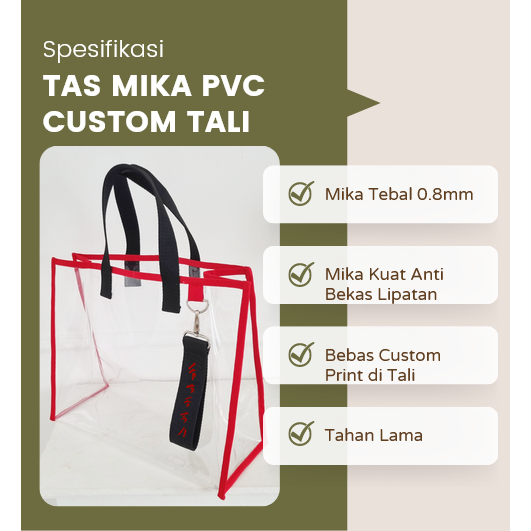 Tas Mika PVC Custom Print / Tote Bag Mika Tebal 0.8 mm Custom Sablon