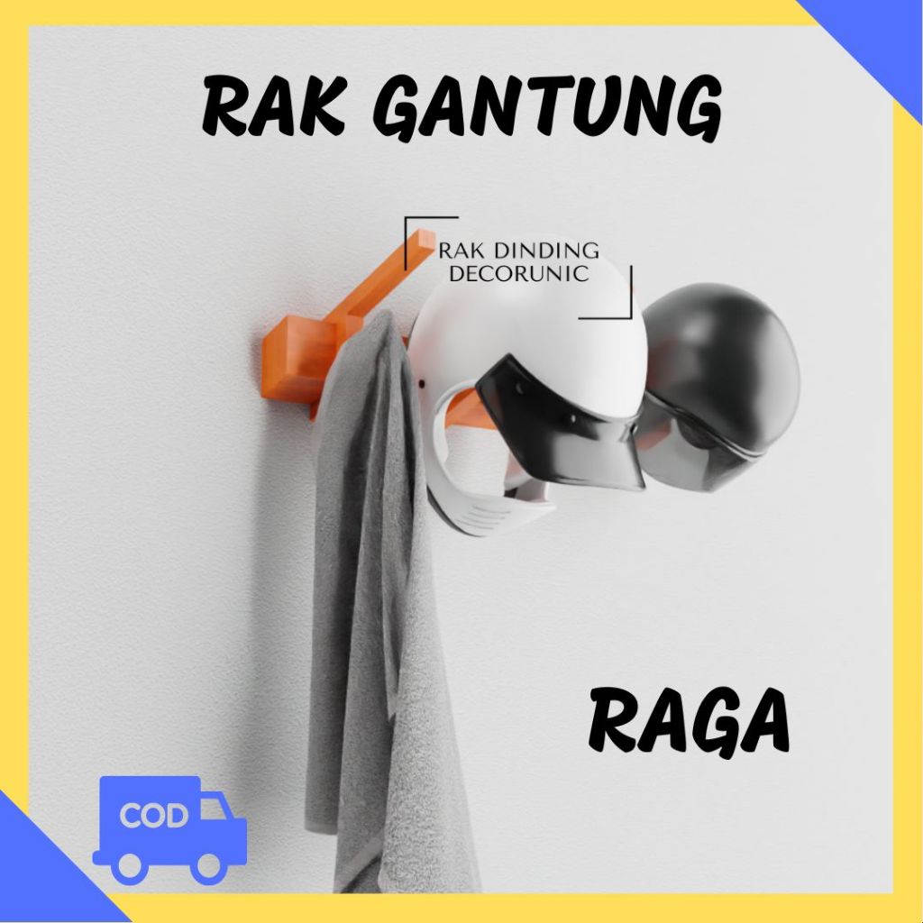 Rak Gantung Tempel Dinding Uk. 80x5x5 cm. Rak Helm, Tas, Baju. Rak Serbaguna Tempel Dinding