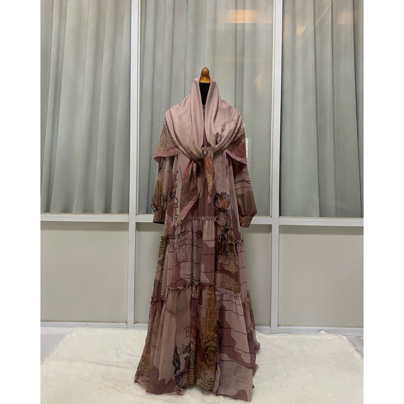 Preloved ELVA FAUQO Set Hijab Dress Dark Lilac