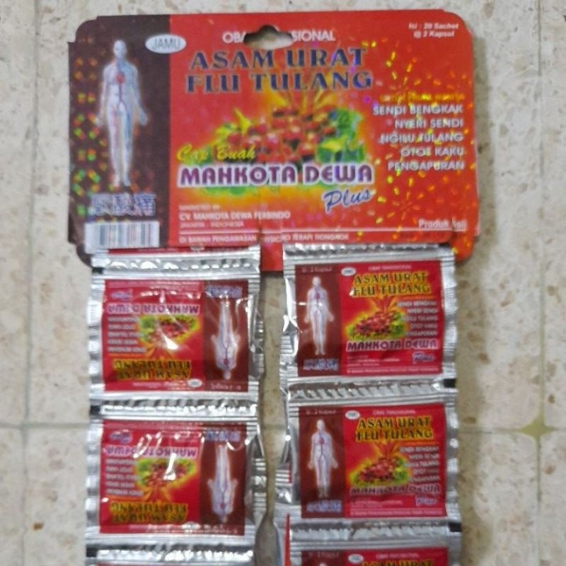 CAP BUAH MAHKOTA DEWA PLUS ASAM URAT FLU TULANG