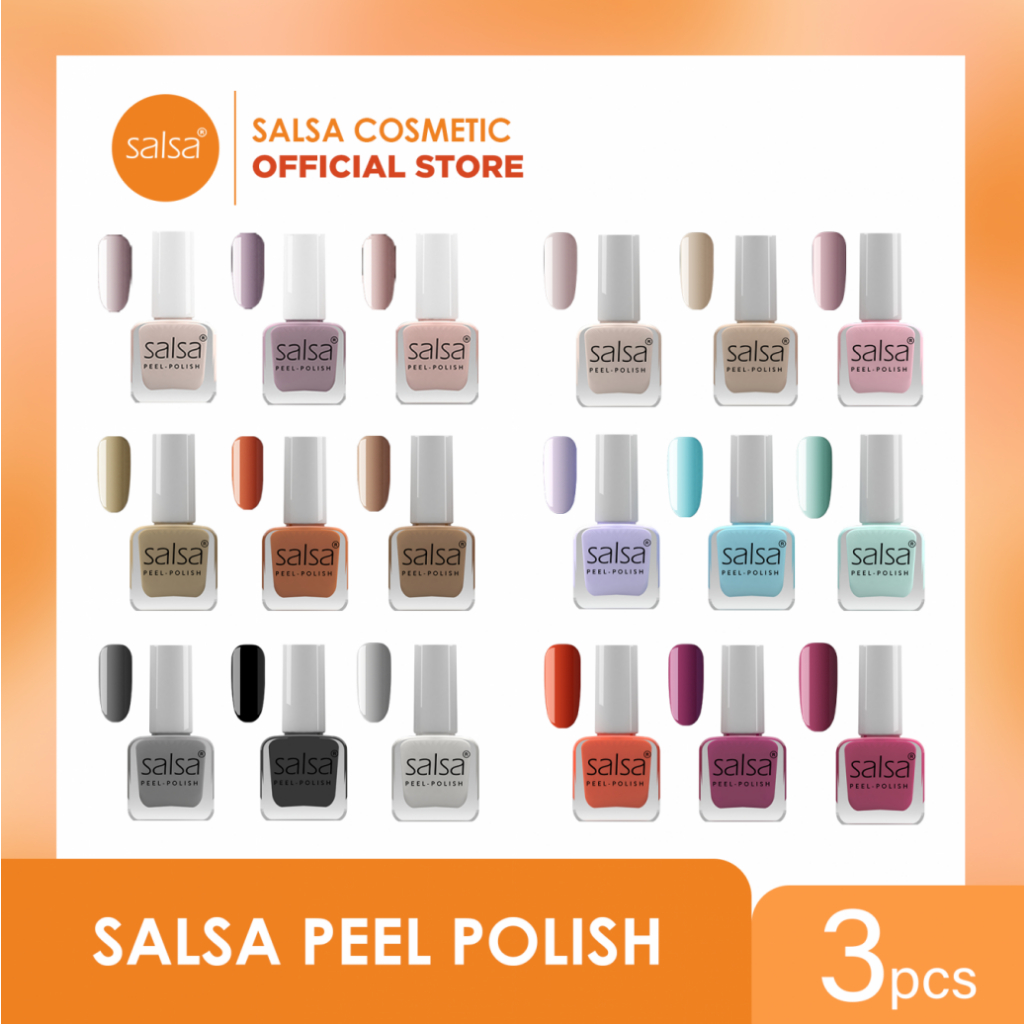 MFI - SALSA PEEL OFF NAIL POLISH SET ISI 3 / KUTEK KUKU HALAL / BAKERY / FLORIST / SALON / SUPLIES