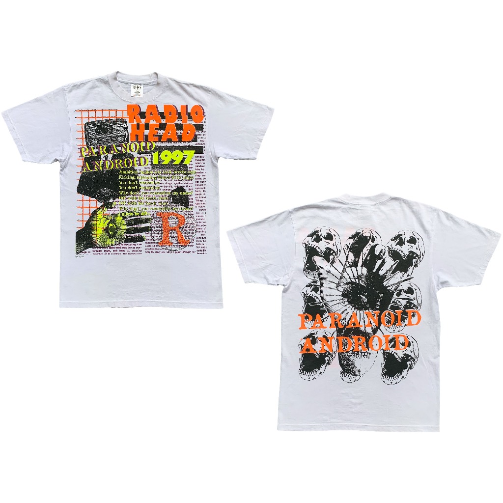 Hand Printed Paranoid Android on t shirt by psychocult