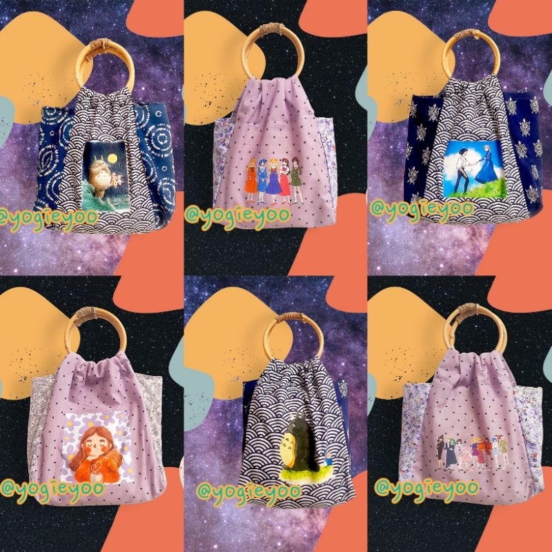 tas handle rotan hand bag tas gagang rotan tas ghibli tas sailormoon