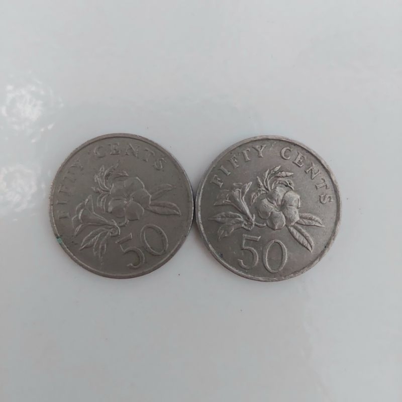 Uang Koin Singapura 50 Cent Seri Lama - Singapore