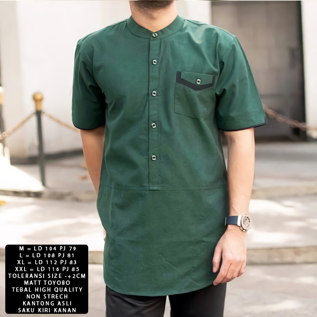 Baju Koko Pria Dewasa Terbaru Model Hatta Warna Tosca Bahan Premium Baju Muslim Atasan Pria Kemeja Kekinian Lengan Pendek Murah Bagus