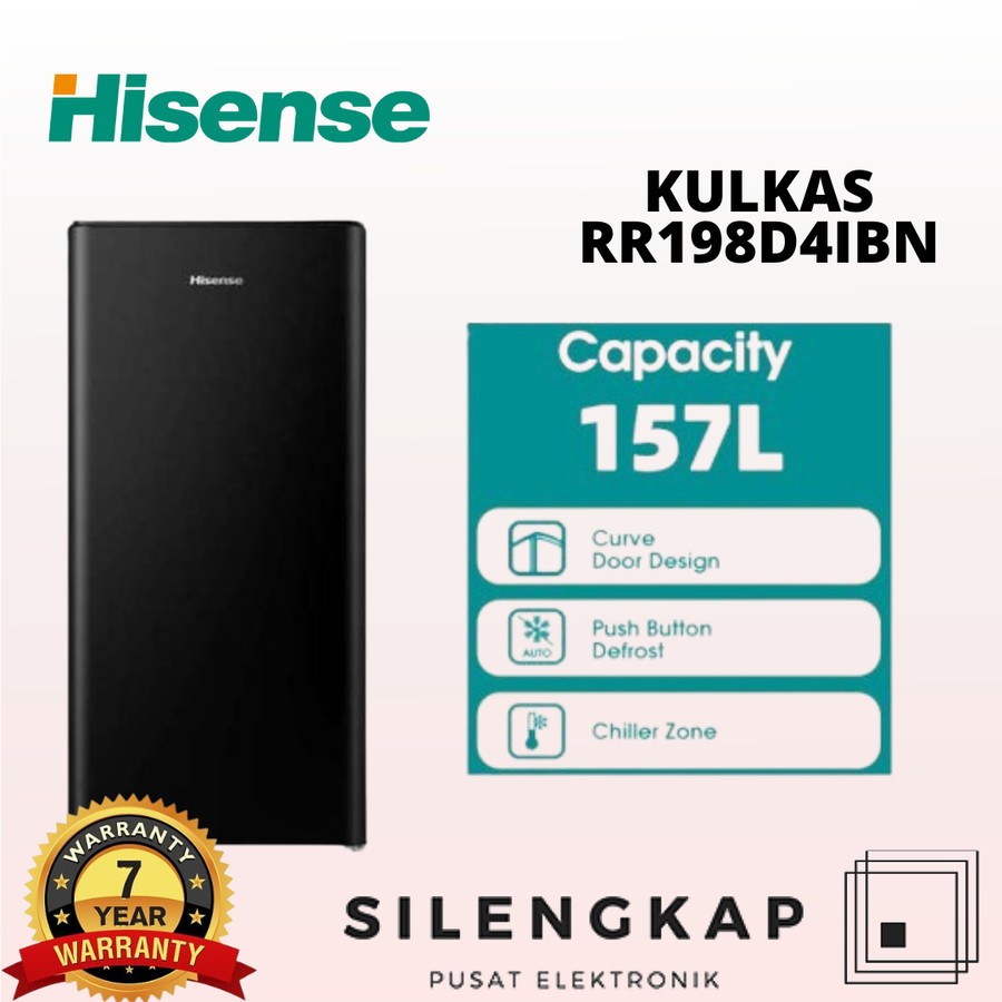 HISENSE KULKAS 1 PINTU RR198D4IBN - 157 Liter RR 198 D4IBN || RR 198 GARANSI RESMI