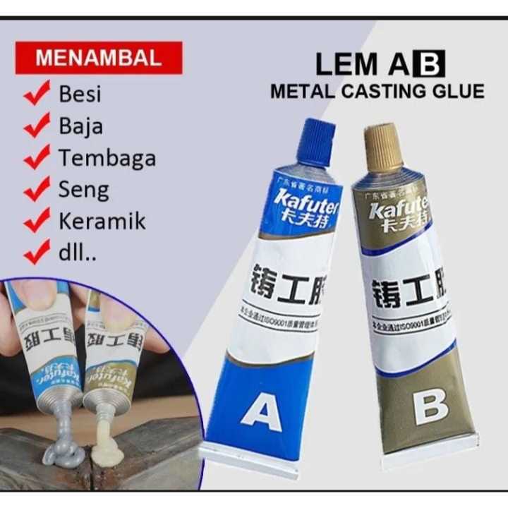 Lem Epoxy AB / Lem AB Besi Campur Anti Bocor Penambal Besi Steel Radiator Tahan Panas