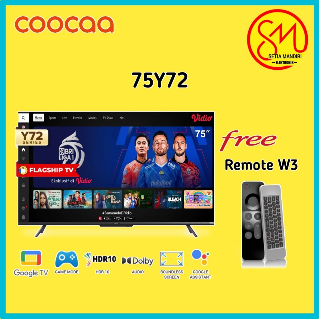 [Google TV]COOCAA 75Y72 inch Smart TV - 4K - UHD - Netflix/Youtube - Google Assistant - Dolby Audio
