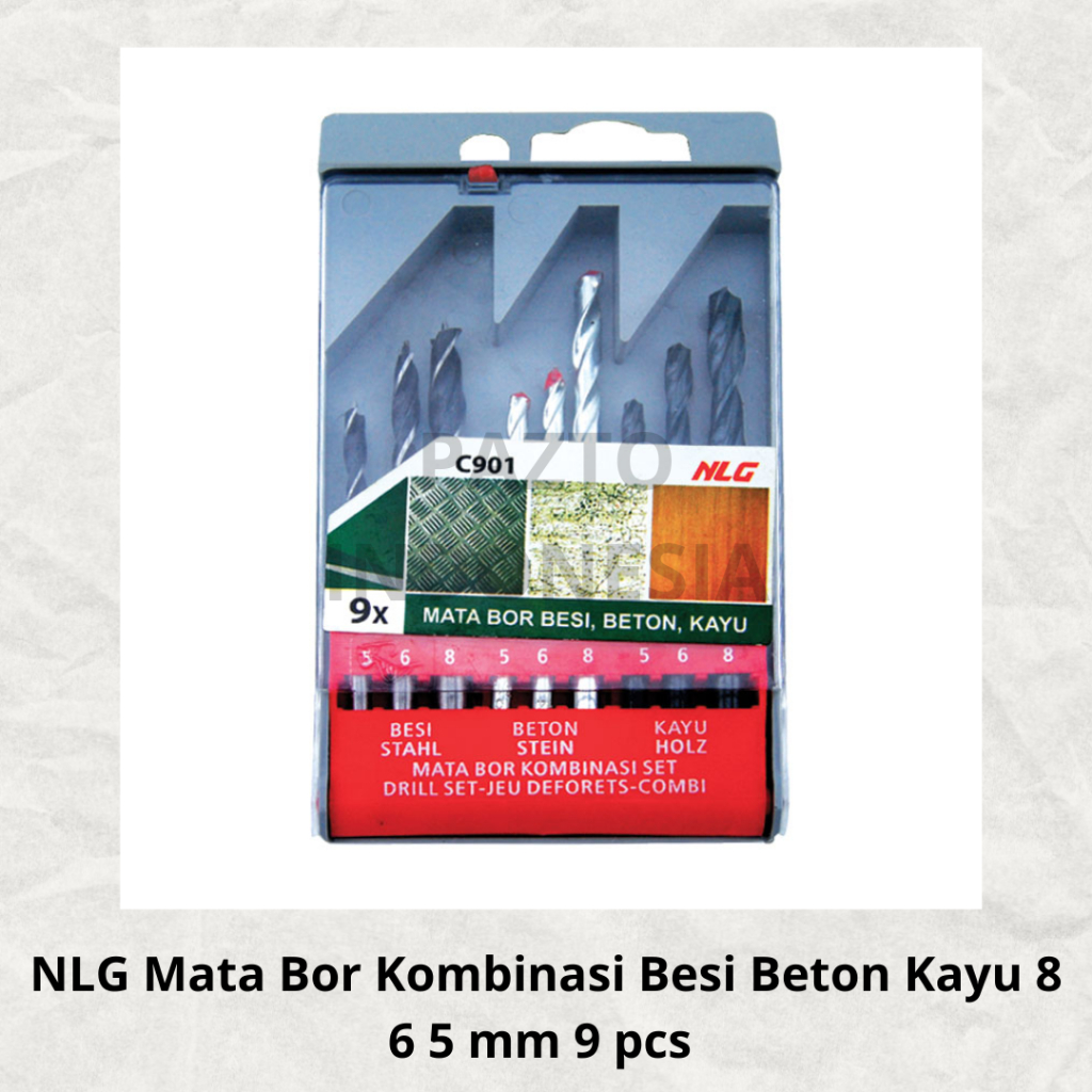 NLG Mata Bor Kombinasi Besi Beton Kayu 8 6 5 mm 9 pcs Metal Concrete Wood Original Terbaik