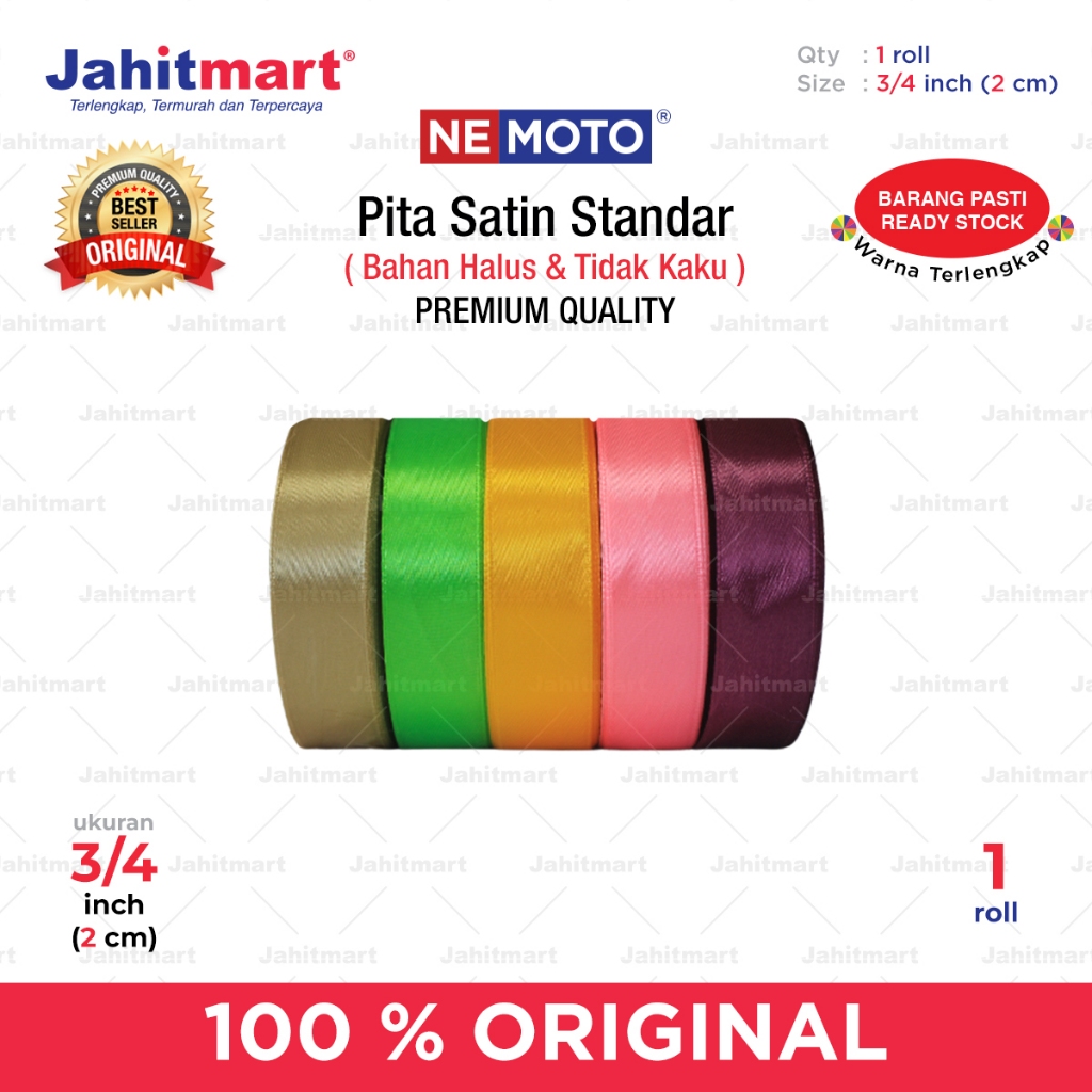 

Pita Satin Standar 3/4 Inch - 2 cm Per Roll