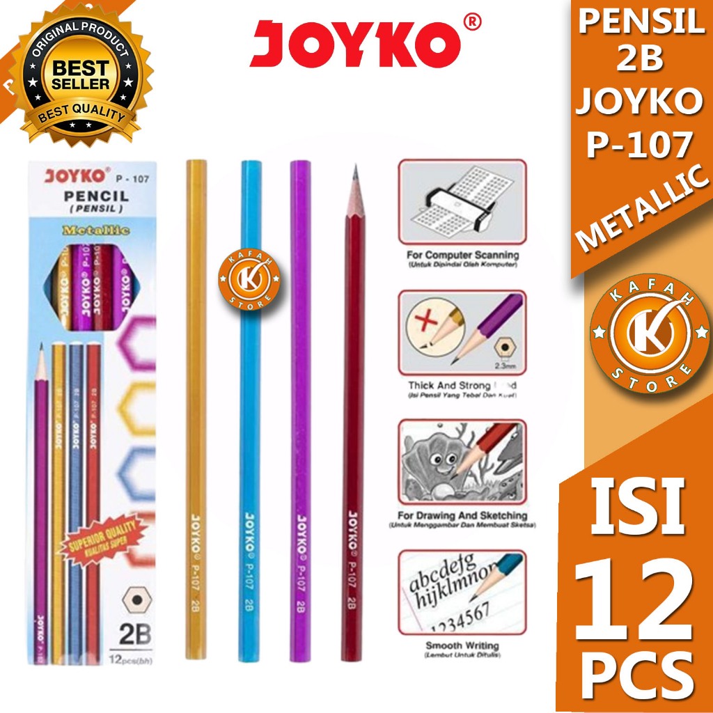

PENSIL 2B JOYKO P-107 METALLIC 1 PAK ISI 12 PCS kafah store