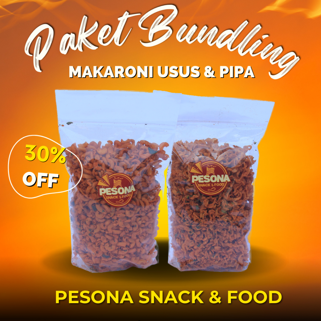 

[PAKET] Makaroni Pipa 1Kg Makaroni Usus 1Kg Pedas Renyah By Pesona -2Kg