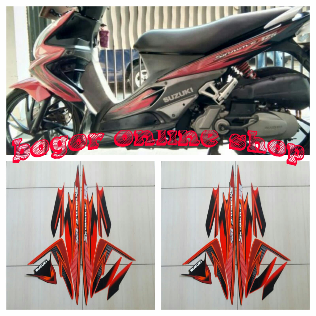 striping motor suzuki skywave 125 2008 hitam-merah