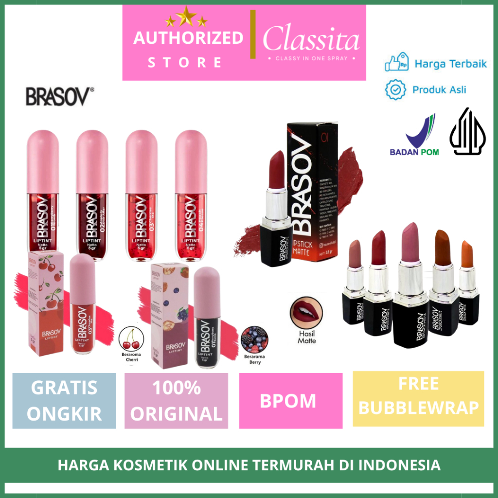 𝐂𝐋𝐀𝐒𝐒𝐈𝐓𝐀.𝐈𝐃 -[READY] [BPOM] BRASOV | Lipstik Mate | Liptint Serum | Lipstick Matte 3.8g & Brasov Lip