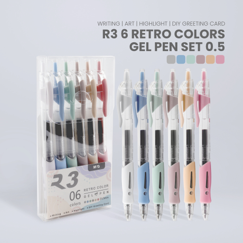 

Pulpen Cetek Warna Warni M&G Retro Color Gel Pen 0.5mm 1 Set 6 Warna AGP023R4 Kualitas Premium High Quality Top Brand
