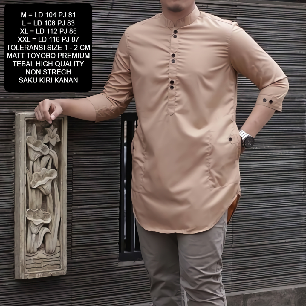 Baju Koko Pria Dewasa Terbaru Model Salman Warna Khaki Bahan Premium Baju Muslim Atasan Pria Kemeja Kekinian Lengan Pendek Murah Bagus