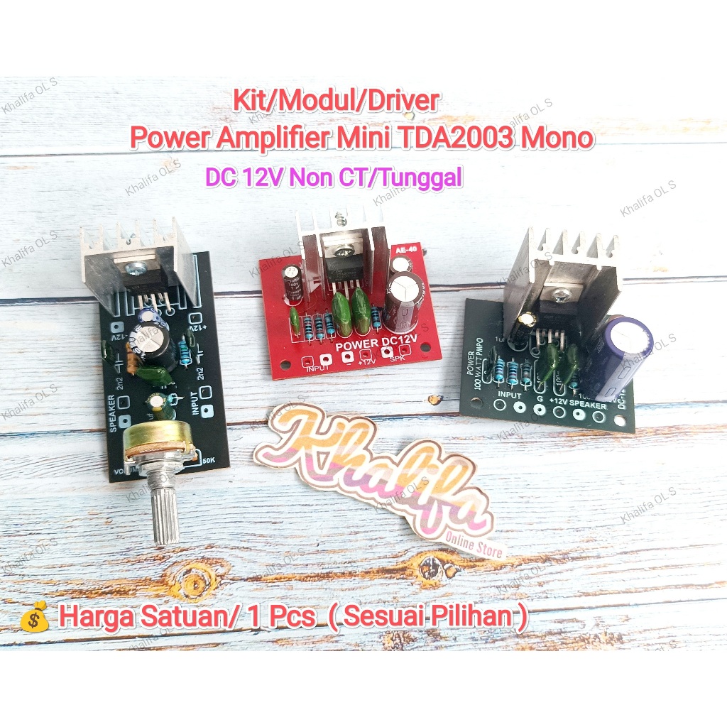 Kit Modul Driver Power Amplifier Mini TDA2003 Mono DC 12V Non CT Tunggal BTL PMPO Ampli TDA 2003 Hi 