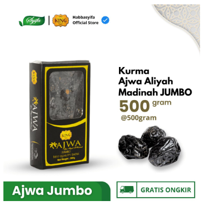 

Kurma King Dates Ajwa Jumbo | Kurma Nabi 500 Gr Syifa Herbal Alami