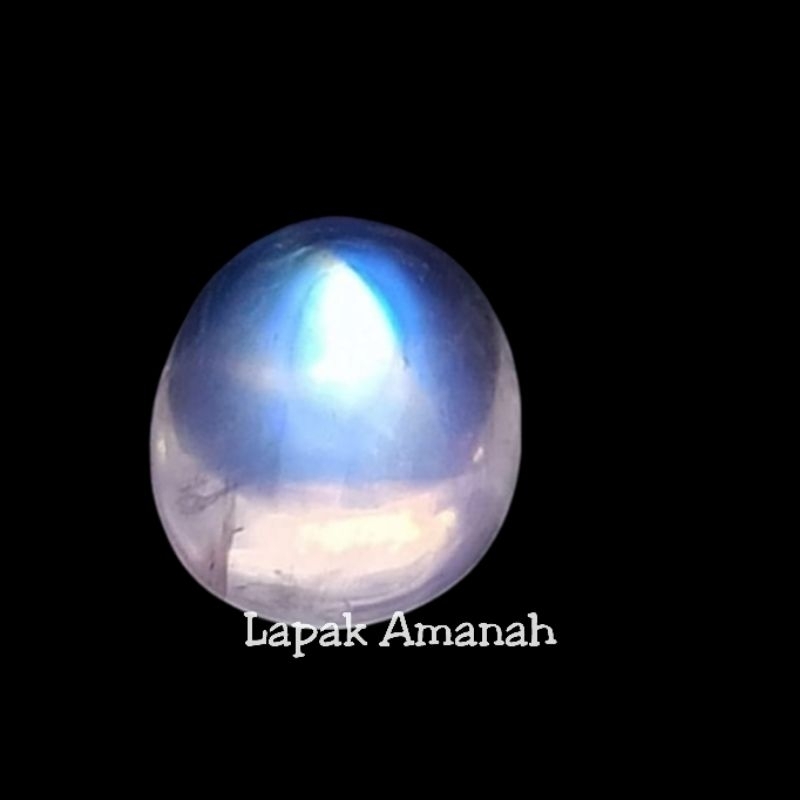 Batu Biduri Bulan Ceylon Moonstone Asli Top Berklep Kristal Super Mewah