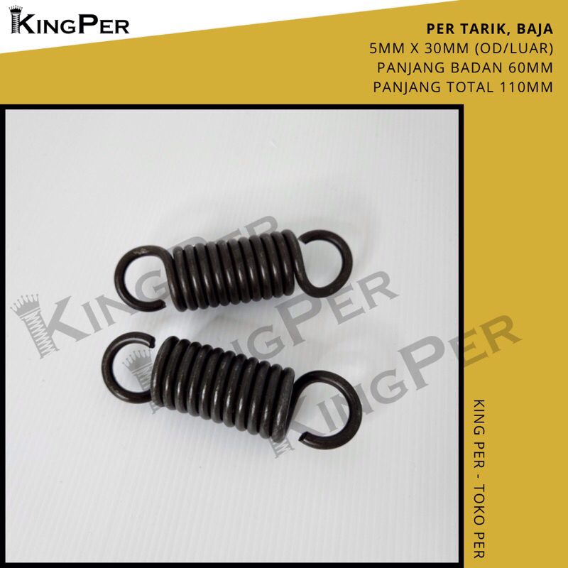 Per Tarik Baja 5mm x 30mm (OD), Panjang Badan 60mm, Extension Spring Pegas Tarik