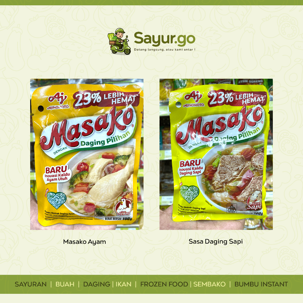 

Masako Ayam & Sapi 100 Gram/95 Gram | Toko Sayurgo Bandung