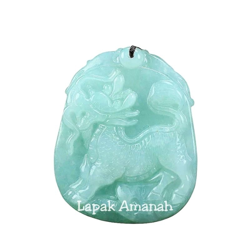 Liontin Giok Burma Asli Jadeite Jade Type A Curving