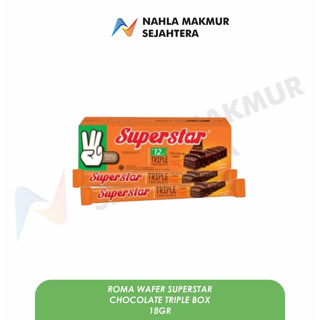 

Roma Wafer Superstar Triple Chocolate 18gr Kemasan Box Isi 12 Pcs