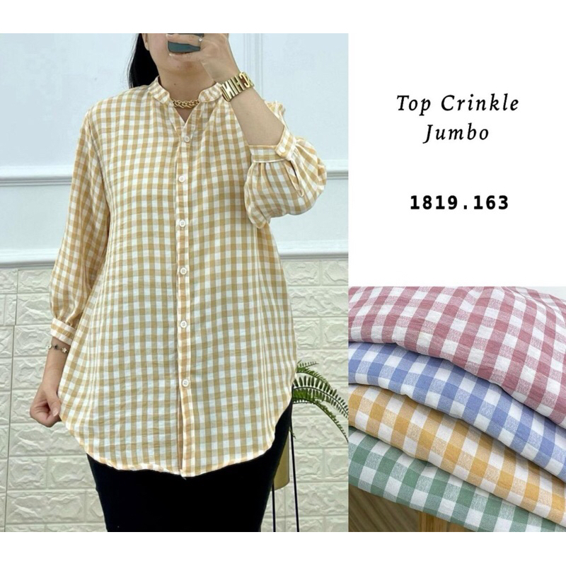 kotak kecil BLOUSE WANITA BAJU SEMI TUNIK TOP KATUN CRINKLE ALL SIZE WARNA RANDOM