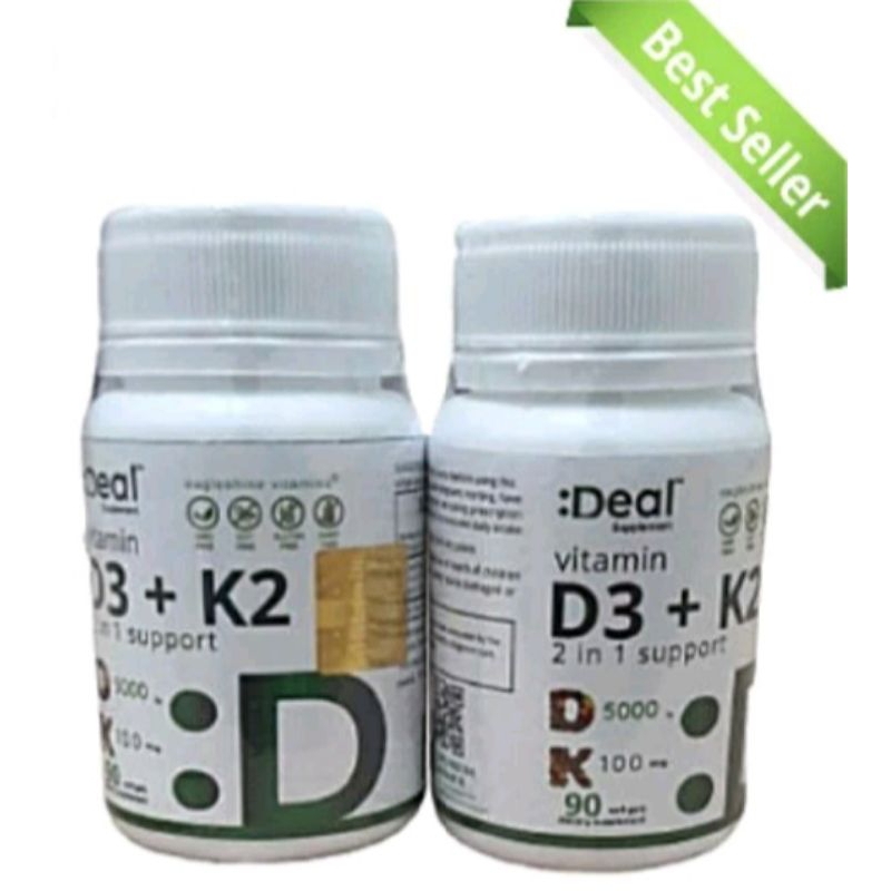 Deal Vitamin D3 + K2 2 in 1 Support D 5000iu K 100mcg 90 Softgel