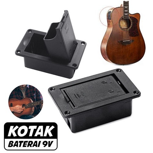 Box Battery Holder 9V Elektrik Bass Gitar Tempat Batere Case 9V