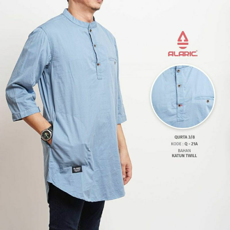 ALARIC BAJU KOKO KURTA PRIA DEWASA LENGAN 3/4 PAKAIAN MUSLIM PAKAIAN PRIA MUSLIM KURTA AlARIC KOKO P