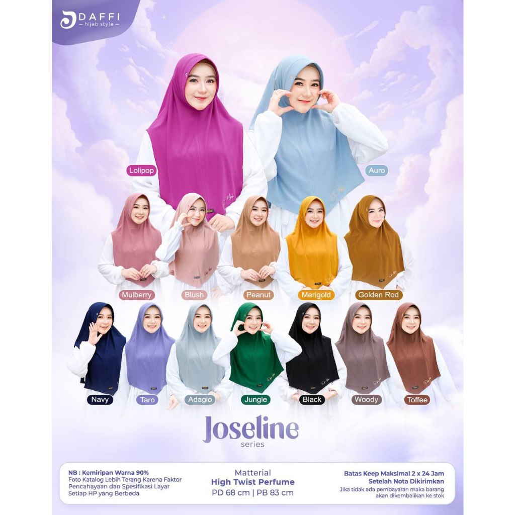 Joseline Daffi Hijab Jilbab Instan Khimar Syari Murah Bahan Kualitas Premium Jersey High Twiss