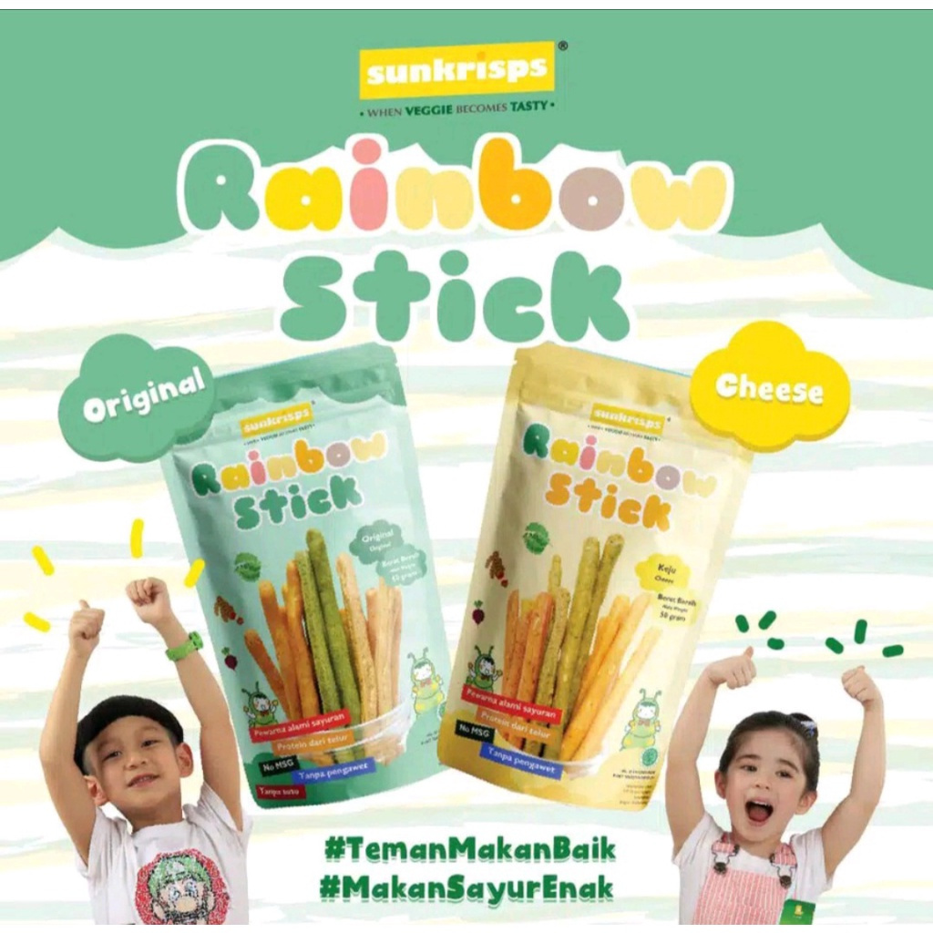 SUNKRISPS Rainbow Stick 50g - Snack Bayi Anak - Biskuit Stik Pelangi Rasa Sayuran | cemilan sehat