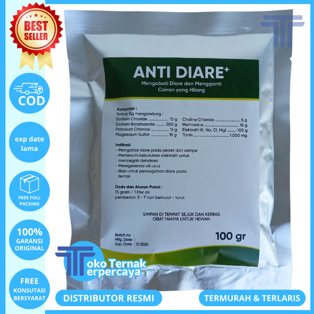ANTI DIARE 100 gram - Obat Mencret Cempe - Obat Mencret Pedet - Obat Mencret Kambing - Obat Mencret 