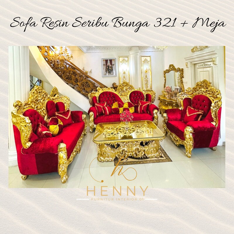 Henny Furniture Sofa Resin Seribu Bunga 321 + Meja