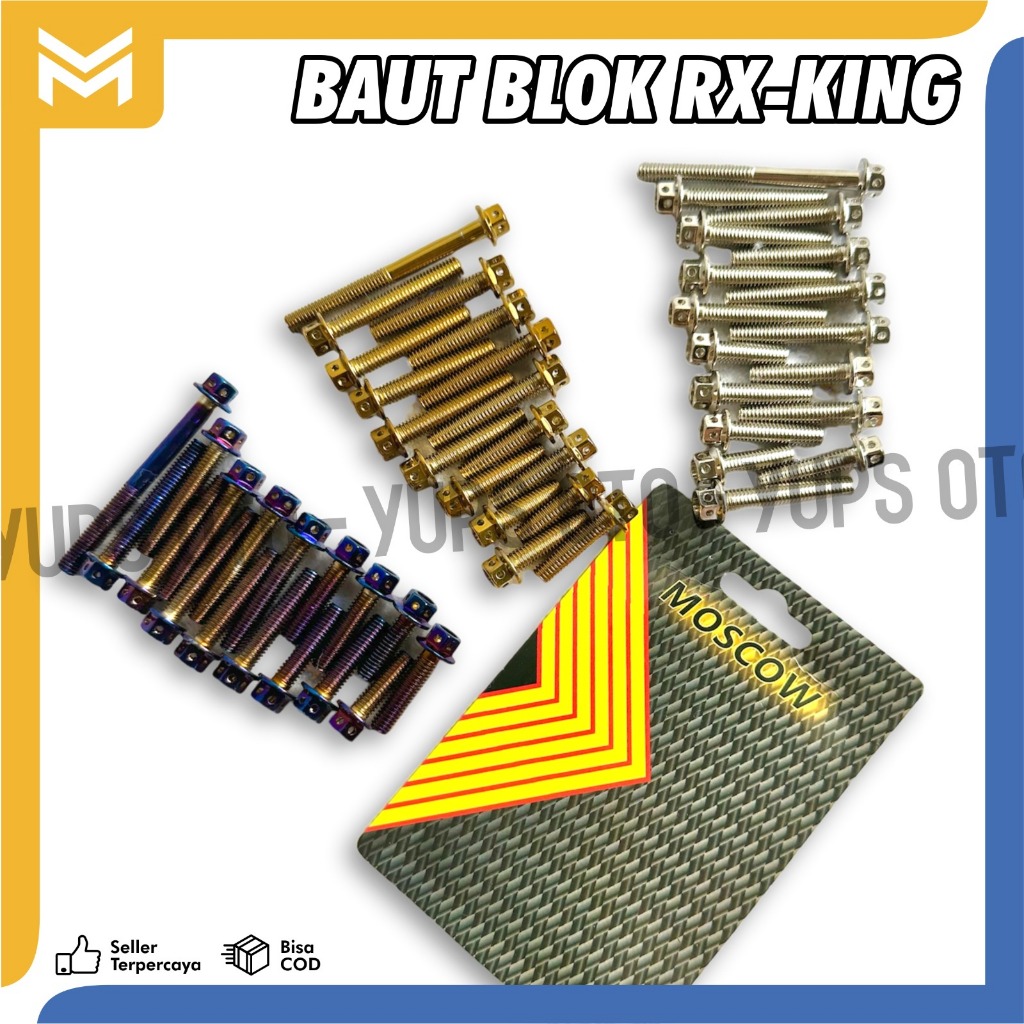 BAUT PROBOLT BAK MESIN RX KING 1SET 17PCS ORIGINAL MOSCOW IMPORT KULITAS CROM JERNIH PNP BAUT CVT RX