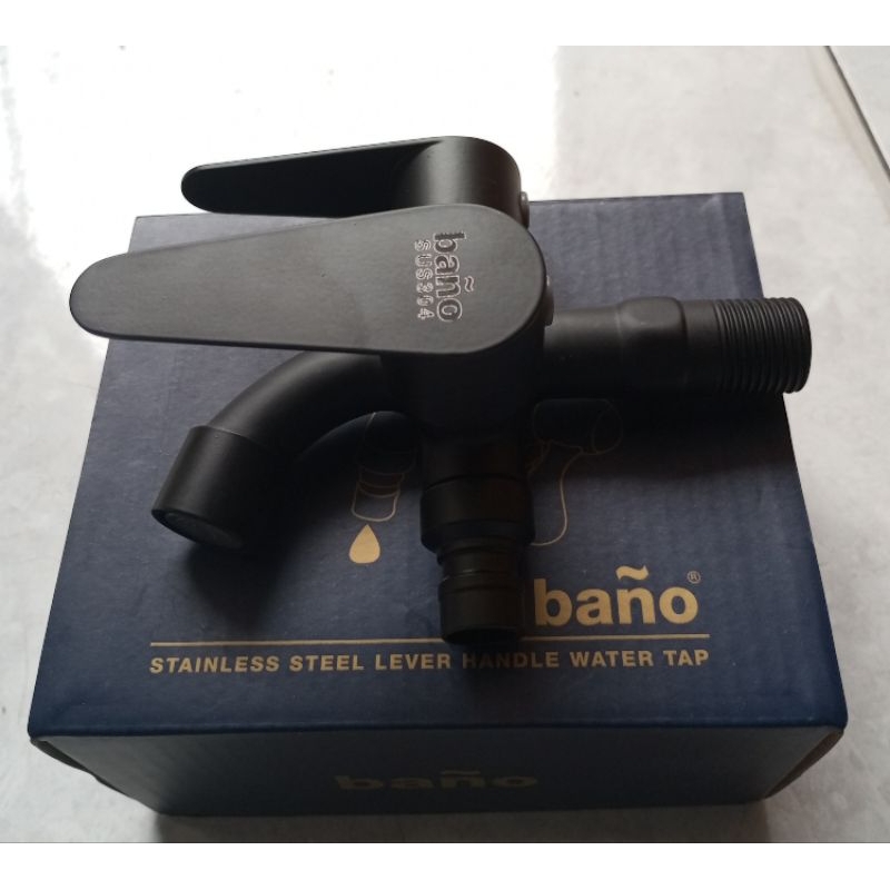 KRAN CABANG HITAM BANO STAINLESS STEEL TYPE(_) KRAN DOUBLE/KRAN KAMAR MANDI WC TOILET