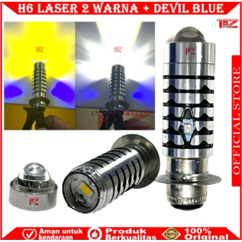 Lampu Motor LED H6 Laser Devil Eye Biru Stroom BULLAES ICC