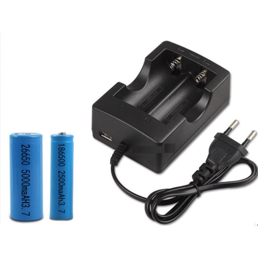 Charger Baterai 18650 Charger Baterai 2 Slot 18650 26650 Black