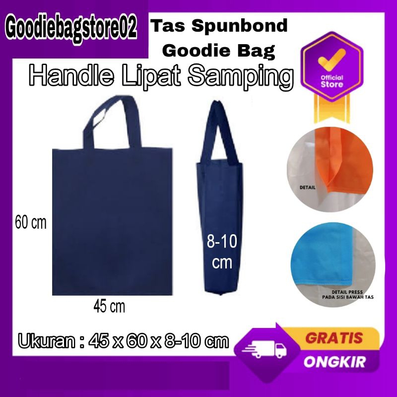 

( Satuan ) Tas Kain Spunbond Goodiebag Handle Tali 45x60 cm Souvenir,Seminar,Ultah,Polos