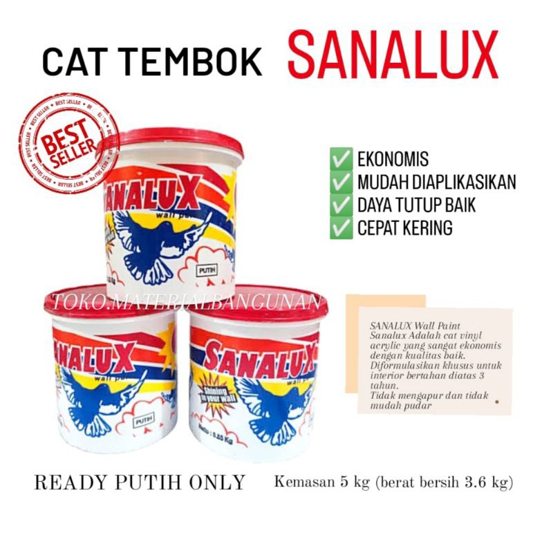 CAT TEMBOK SANALUX MURAH EKONOMIS WARNA PUTIH