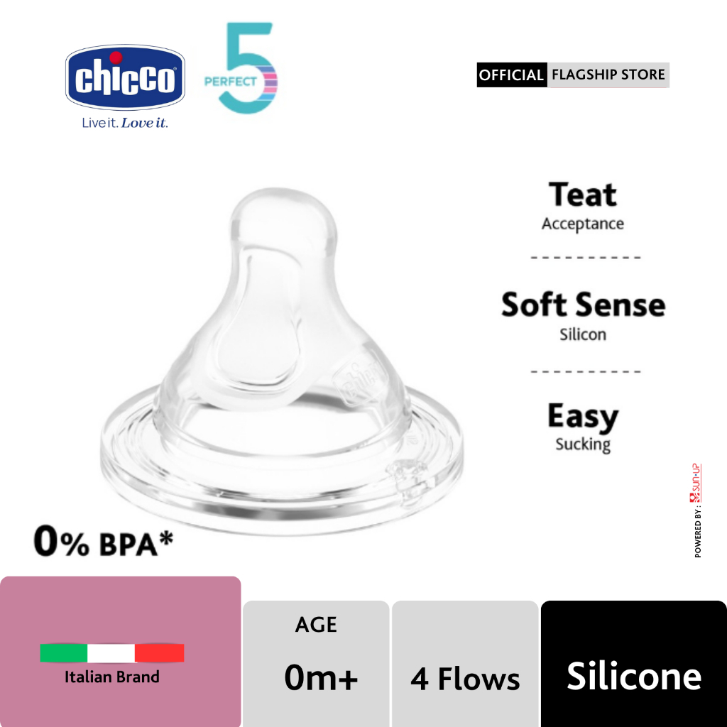 Chicco Teats Perfect 5 - 2pcs / Dot bayi / Dot bayi botol susu / Dot bayi newborn