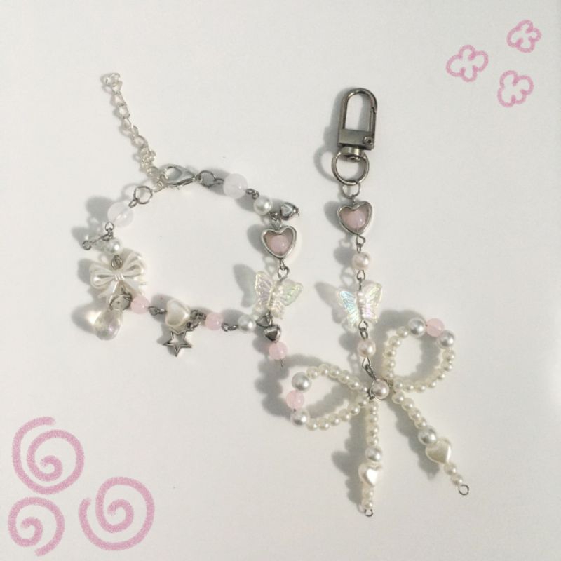 gelang manik-manik coquette-gelang aesthetic-keychain coquette-keychain aesthetic