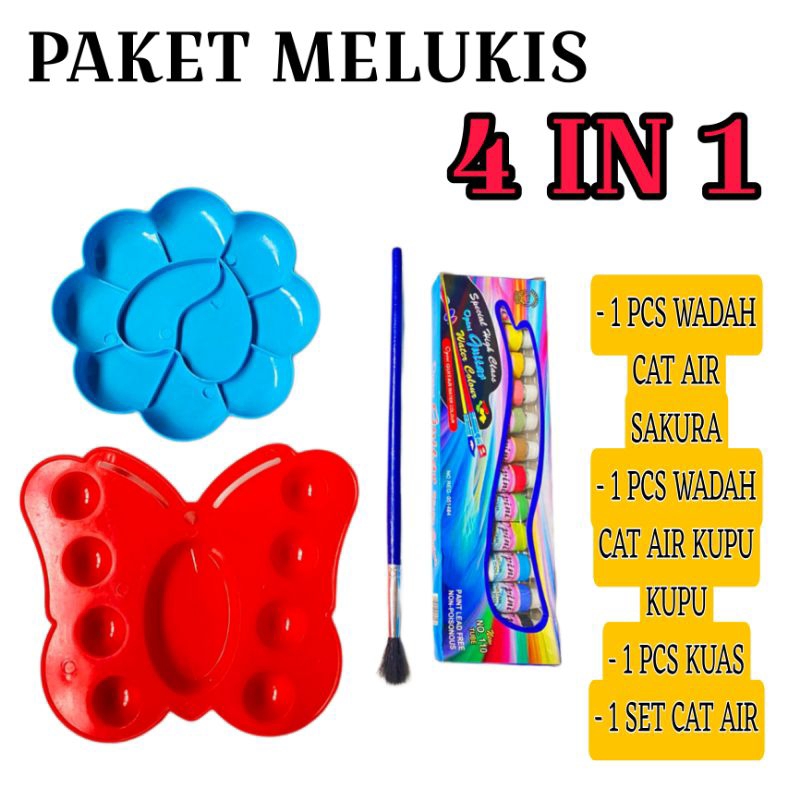 

Promo Paket Melukis 4 In 1 Kuas Lukis Cat Air Palet/Peralatan Melukis