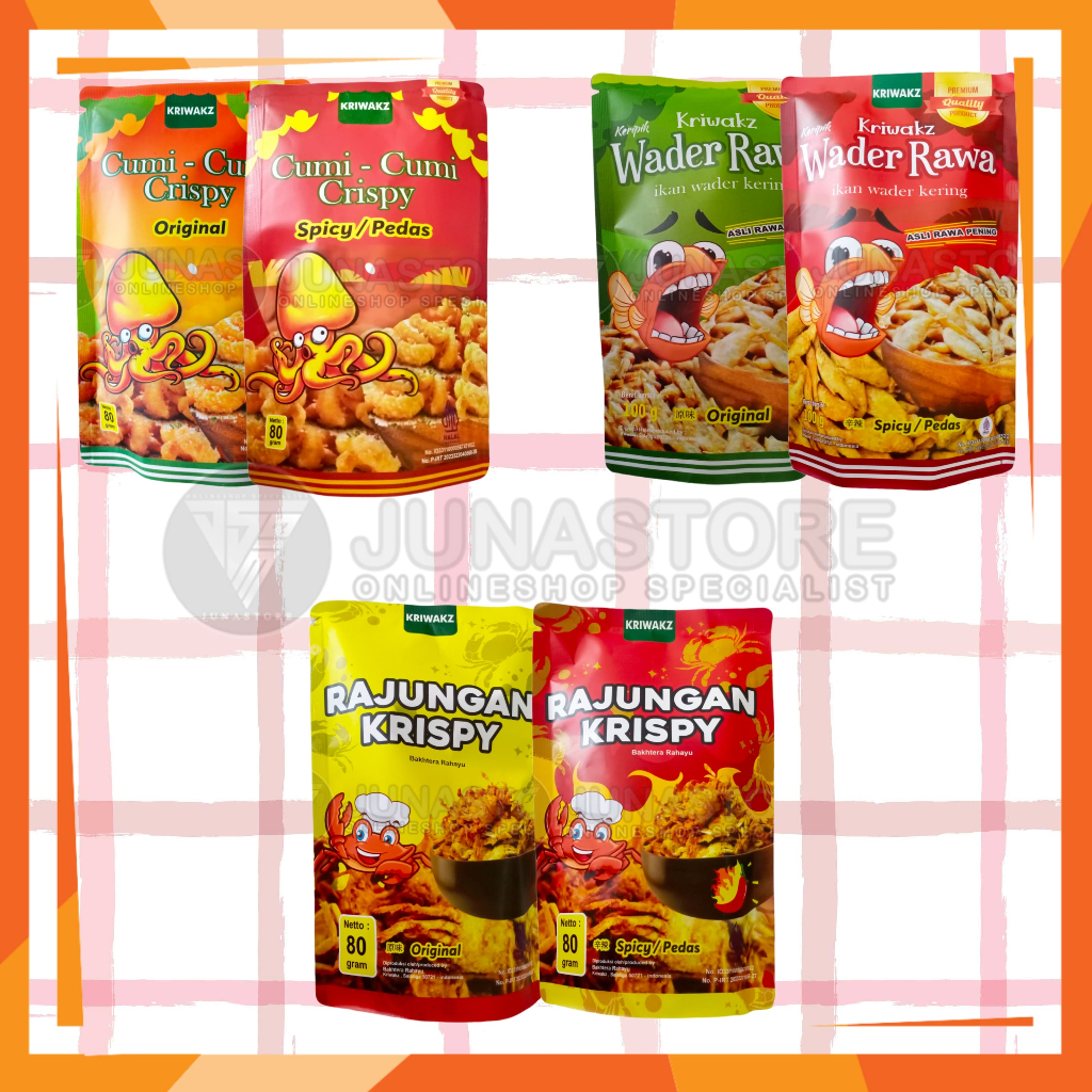 

Keripik Seafood Krispy KRIWAKZ Rasa Original & Pedas 80 Gram